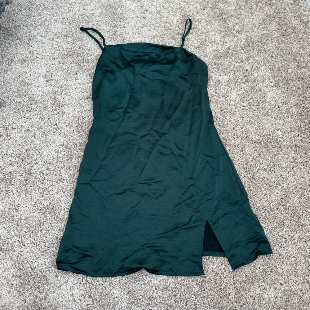 Satin dress with slit